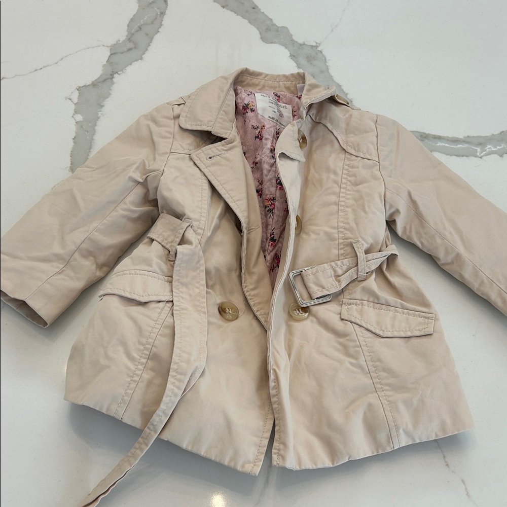 Zara Kids Tan Jacket with Floral Lining